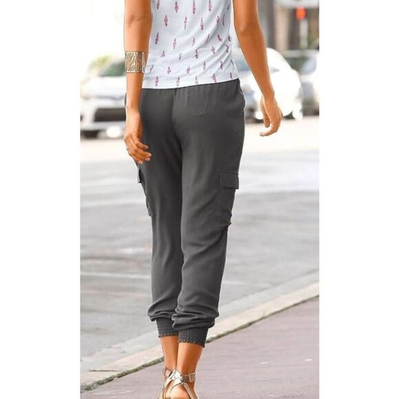 Lascana Cargo Jogger Pants Green Khaki Sz 16 - Picture 2 of 8